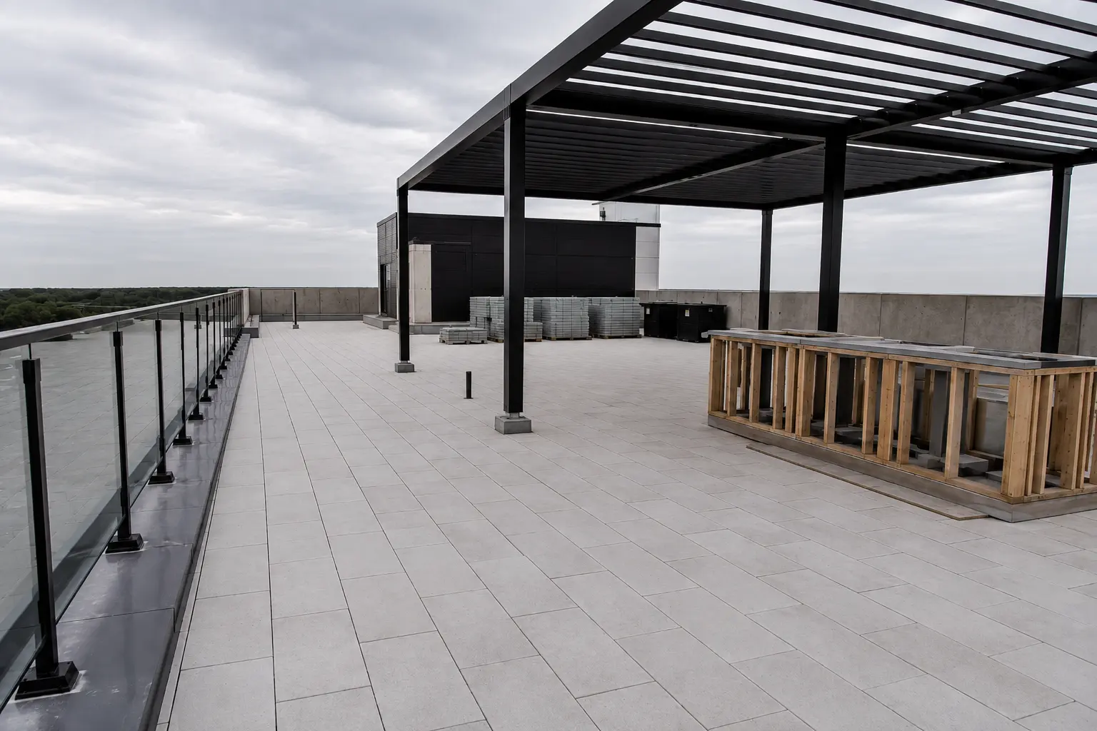 Amenity Patio and Rooftop Construction across Markham property by Ardenvale Construction