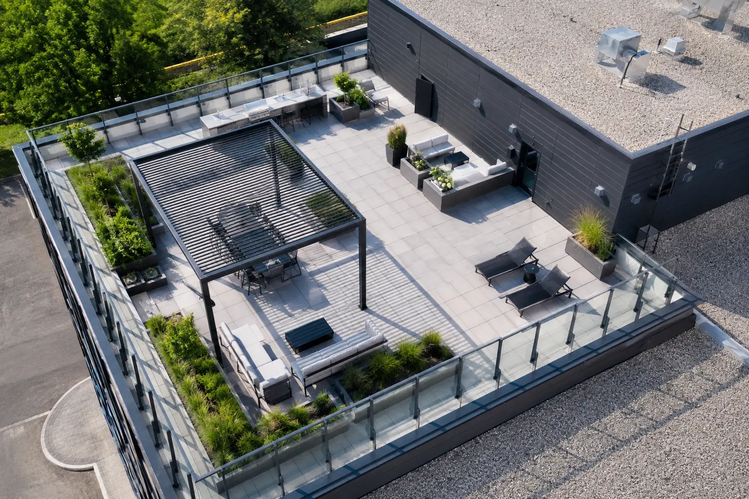 Amenity Patio and Rooftop Construction in Markham being built and completed on site by Ardenvale Construction