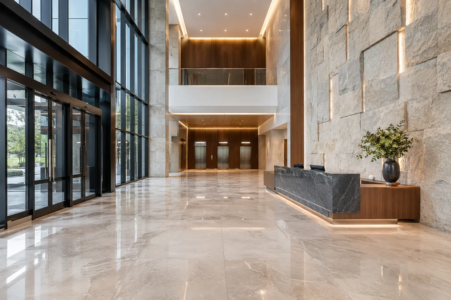 Completed Condo Lobby Renovation installation by Ardenvale Construction