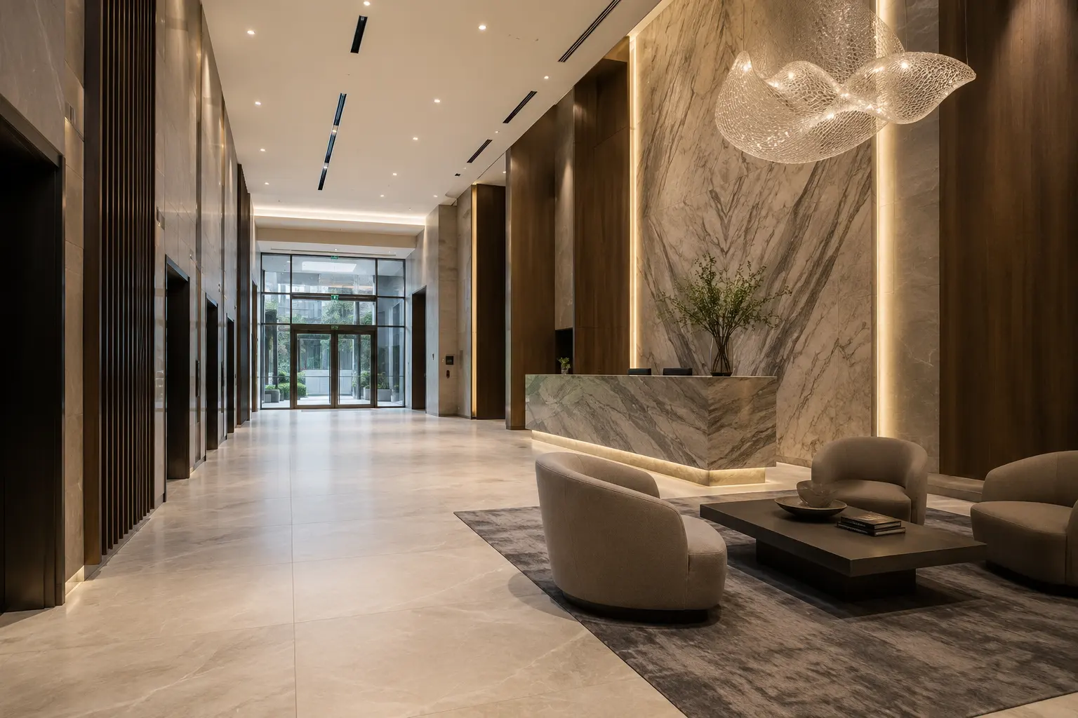 Condo Lobby Renovation being built and completed on site by Ardenvale Construction