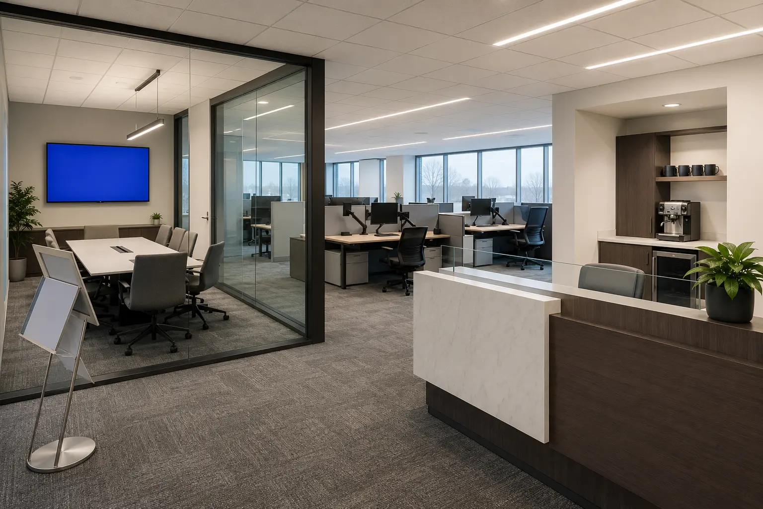 Corporate Office Renovation across Concord property by Ardenvale Construction