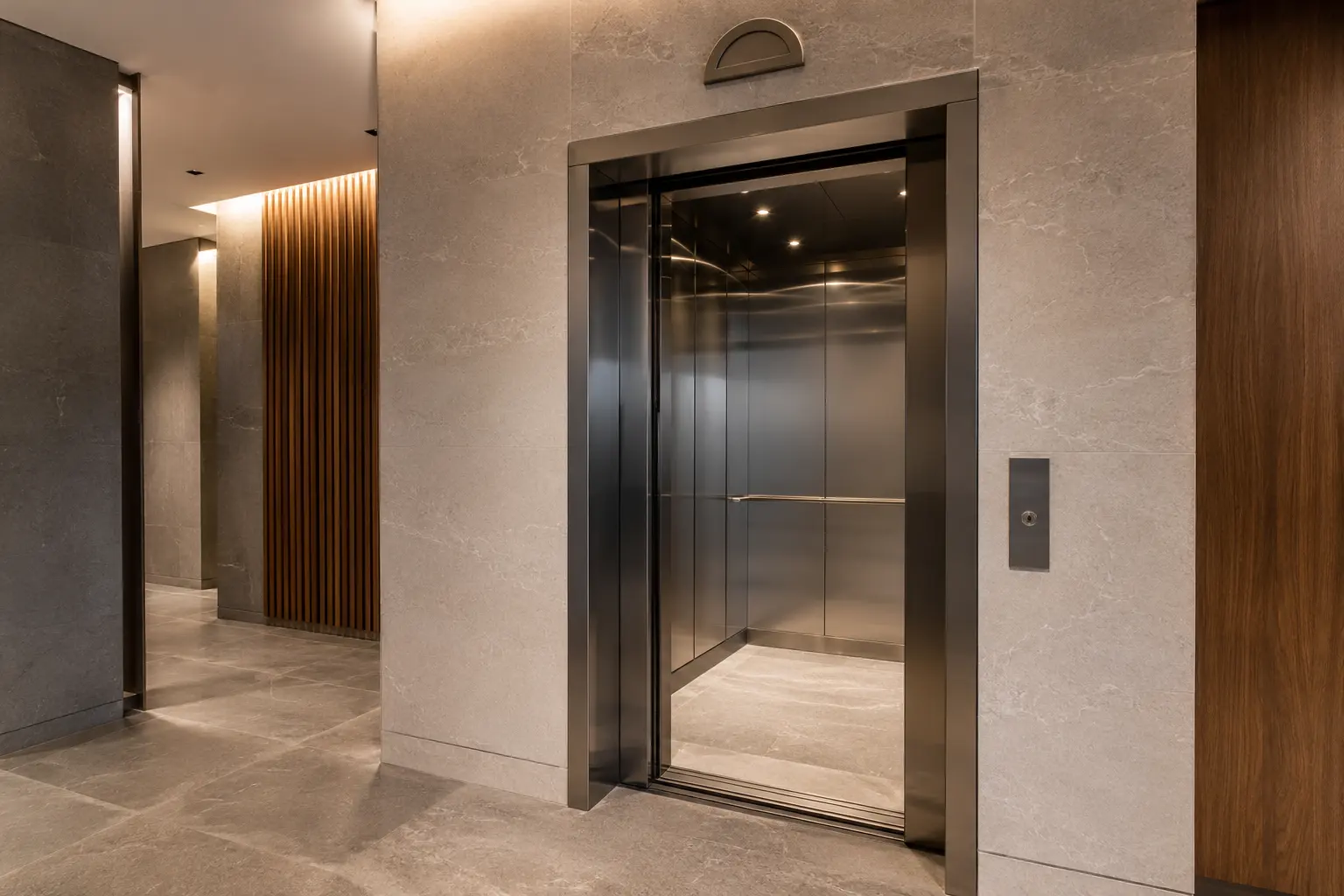 Elevator Lobby and Surround Renovation across Maple property by Ardenvale Construction
