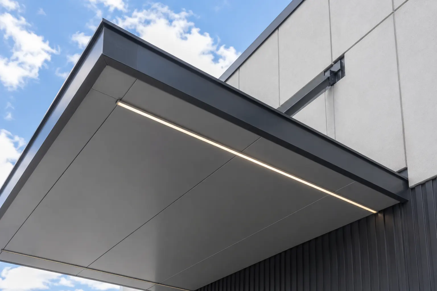 Entrance Canopy Construction being built and completed on site by Ardenvale Construction
