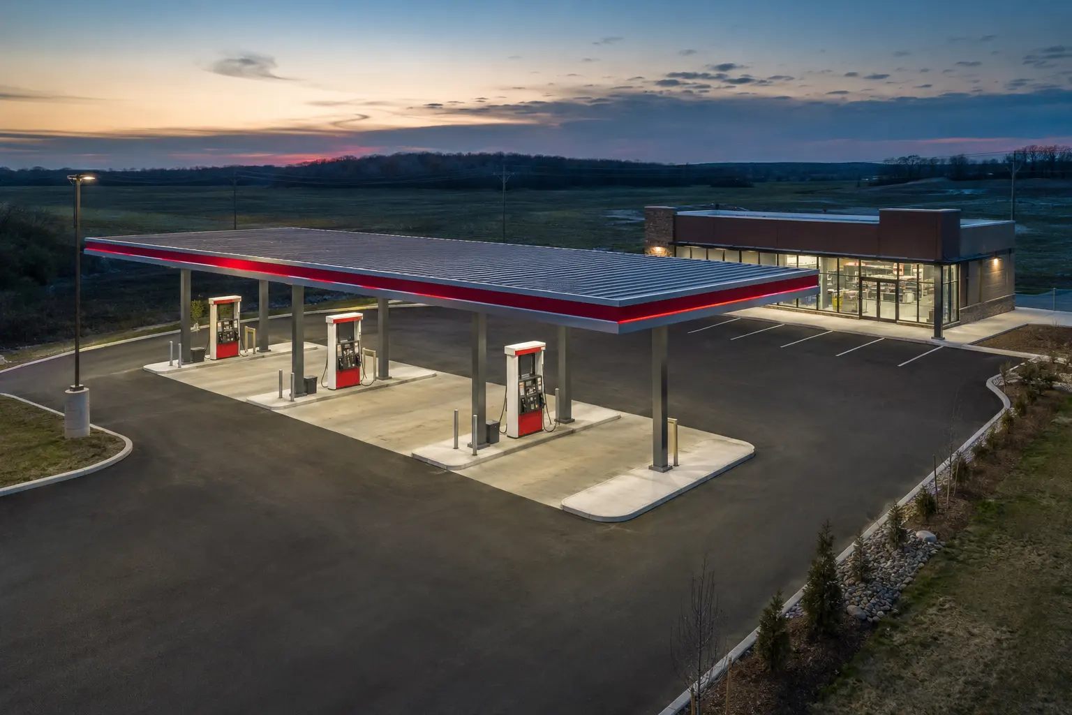 Completed Gas Station Construction installation by Ardenvale Construction