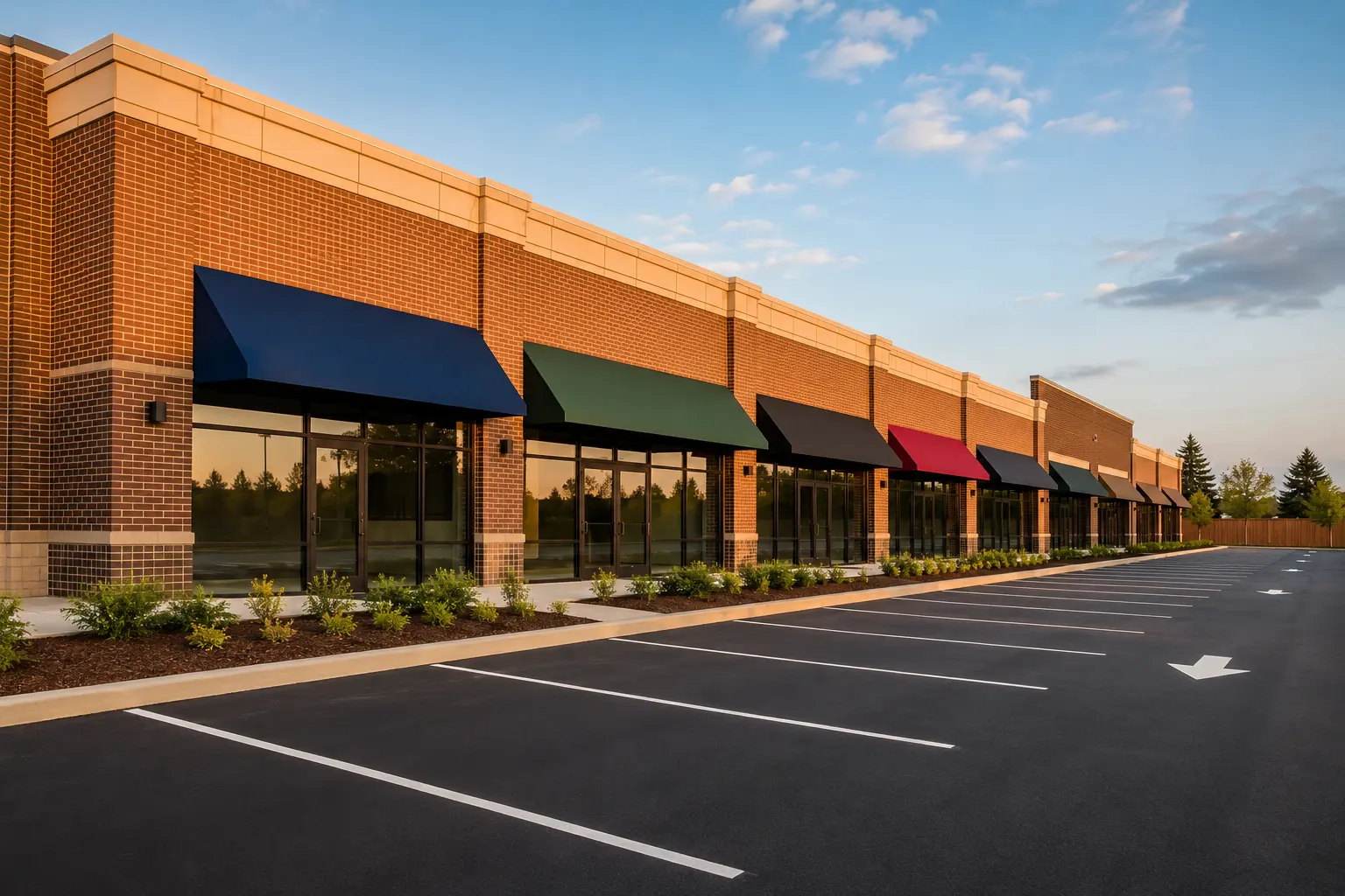 Completed Plaza and Strip Mall Construction installation by Ardenvale Construction