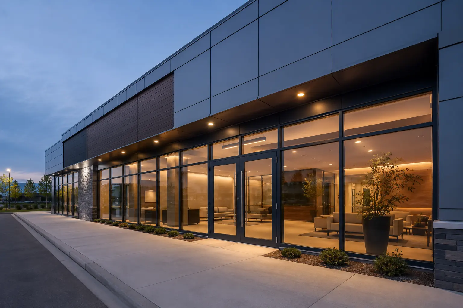 Completed Storefront Construction installation by Ardenvale Construction